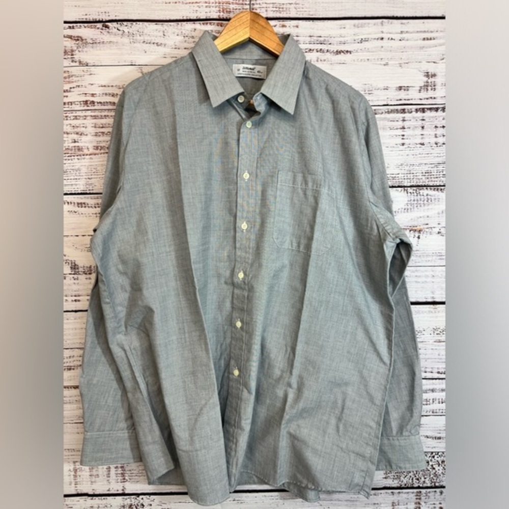 St Michael‎ Men Sz 17/43 Made In UK Cotton Blend Button Up Dress Shirt Gray